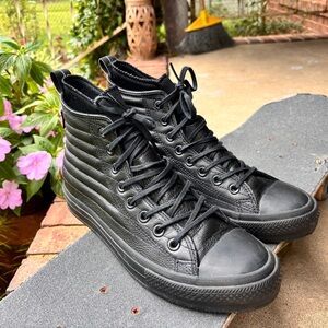 Waterproof Leather lunarlon Chuck Taylor converse All Star Sneakers black quilt